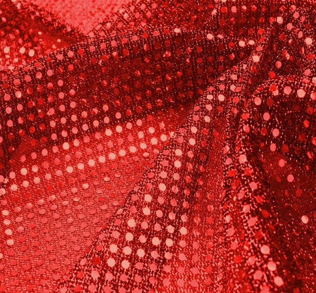 3Mm Sequins On A Knit Solid Red Sequins Fabric - Solid Red, 38/39" Width (1 Yard)