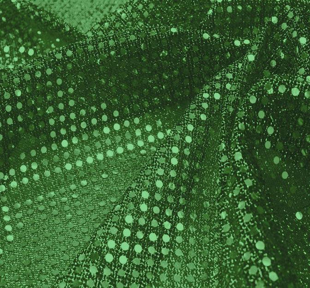1 Yard Green 3mm Confetti Dot Sequin Fabric Lightweight Costume Apparel Knit 35/36" Wide