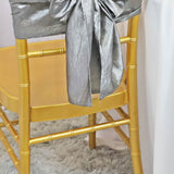 10 Pieces Sophisticated 9.5 by 108 inch Crushed Taffeta Chair Sashes Silver