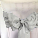 10 Pieces Silver Striped Jacquard Polyester Chair Sashes 7.5"x108" for Modern Events