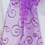 10 Pieces Purple Embroidered Organza Chair Sashes 8"x108" Elegant Event Chair Accessories