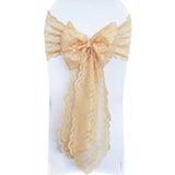 10 Pieces Champagne Caspari Lace Chair Sashes Elegant Wedding Decor 9" x 108"
