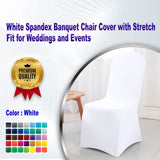 White Spandex Banquet Chair Cover with Stretch Fit for Weddings and Events