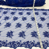 1 Yard Beaded Double Sided 3D Floral Lace Trimming 100% Polyester Net Mesh 21" Wide