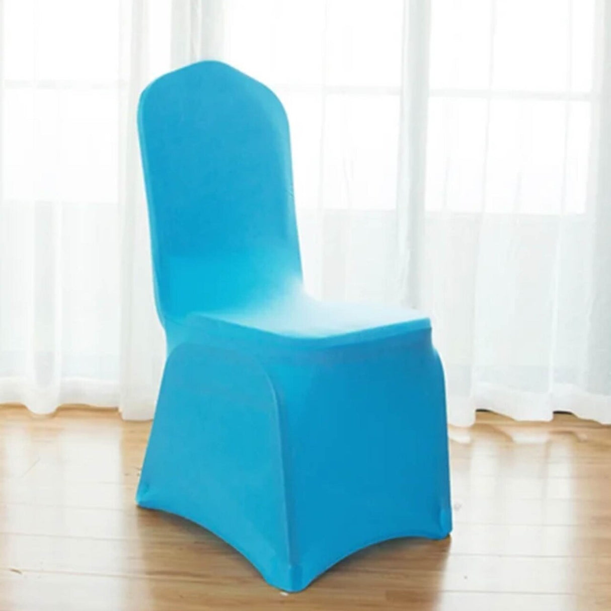 Turquoise Spandex Banquet Chair Cover with Stretch Fit for Events and Weddings