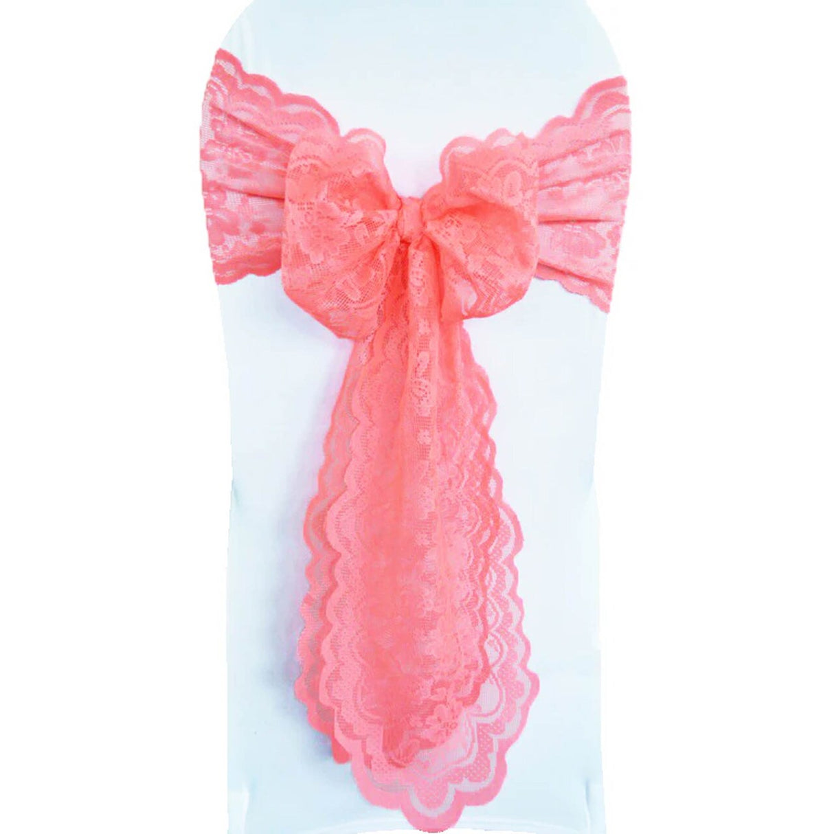 10 Pieces Coral Caspari Lace Chair Sashes for Wedding Decor 9" x 108"