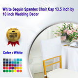 1 Piece White Sequin Spandex Chair Cap 13.5 inch by 10 inch Wedding Decor