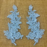 1 Pair 12" x 3.5" Beaded & Corded Floral Lace Applique 100% Polyester Net Mesh