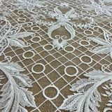 1 Yard Elegant Beaded Beaded & Corded Lace with Sequins & Corded Embroidery 53" Wide