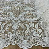 1 Yard Elegant Beaded Beaded & Corded Lace with Sequins & Corded Embroidery 53" Wide