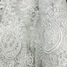 1 Yard Elegant White Corded Bridal Lace Fabric on 100% Polyester Net Mesh 48 inch Width
