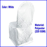 1 Piece Marquis Damask Jacquard Polyester Chair Cover White