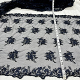 1 Yard Beaded Double Sided 3D Floral Lace Trimming 100% Polyester Net Mesh 21" Wide