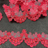 1 Yard Beaded & Corded Embroidered Lace Trim 2.5" Wide 100% Polyester Net Mesh for Special Occasion Dresses