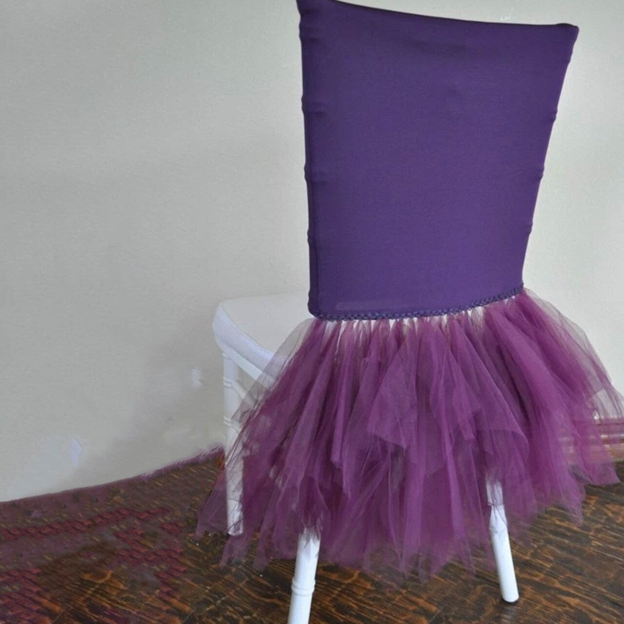 1 Piece Coral Stretch Spandex Chiavari Chair Cover with Elegant Ballet Skirt