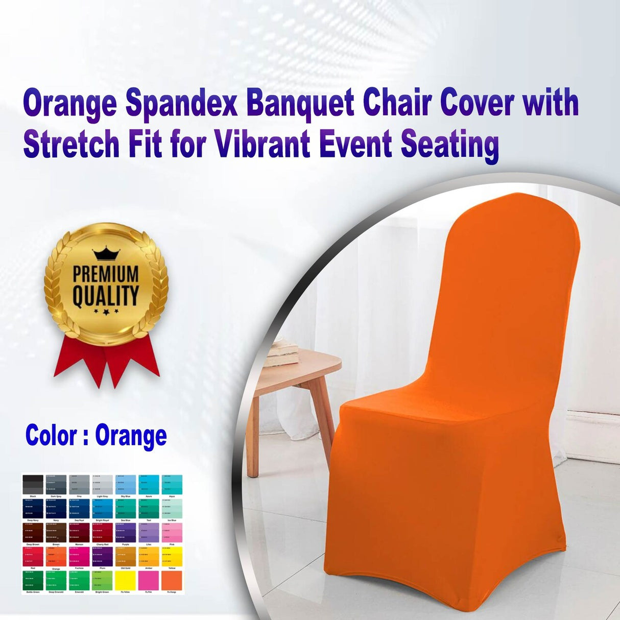 Orange Spandex Banquet Chair Cover with Stretch Fit for Vibrant Event Seating
