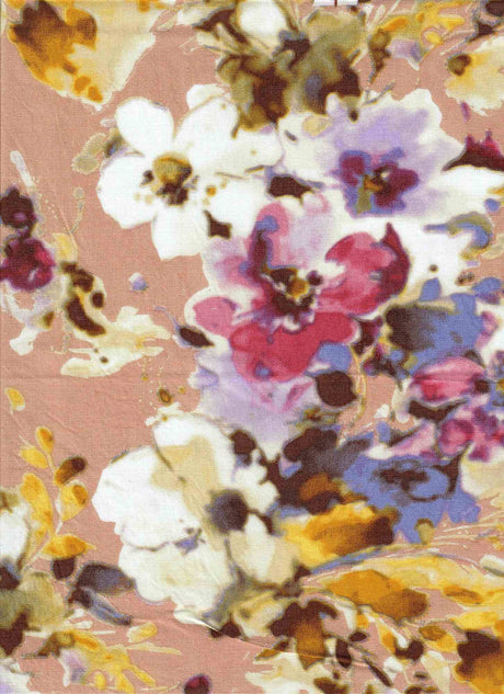 1 Yard Floral Rayon Challis Fabric Lightweight Soft 52/54 Inches Wide