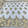 1 Yard Beaded 3D Floral Lace Fabric Embroidered on 100% Polyester Net Mesh 52" Width
