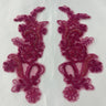 1 Pair Beaded & Corded Floral Lace Applique 9" x 2.5" Each Side
