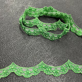 1 Yard Beaded & Corded Lace Trimming on Net Mesh | 1" Wide | Antique Silver | Elegant Embroidered Trim for Bridal, Formalwear & Costumes