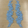 1 Pair 9.5" x 2" Each Side Beaded & Corded Floral Lace Applique Embroidered on 100% Polyester Net Mesh