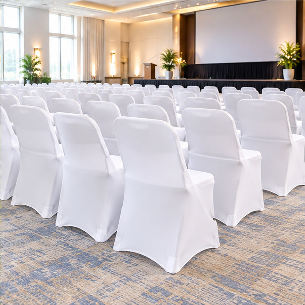 White Premium Spandex Lifetime Folding Chair Cover Stretch Fit