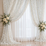 BPS Mesh Lace White Fabric Sheer Stretch Floral by the Yard Decor