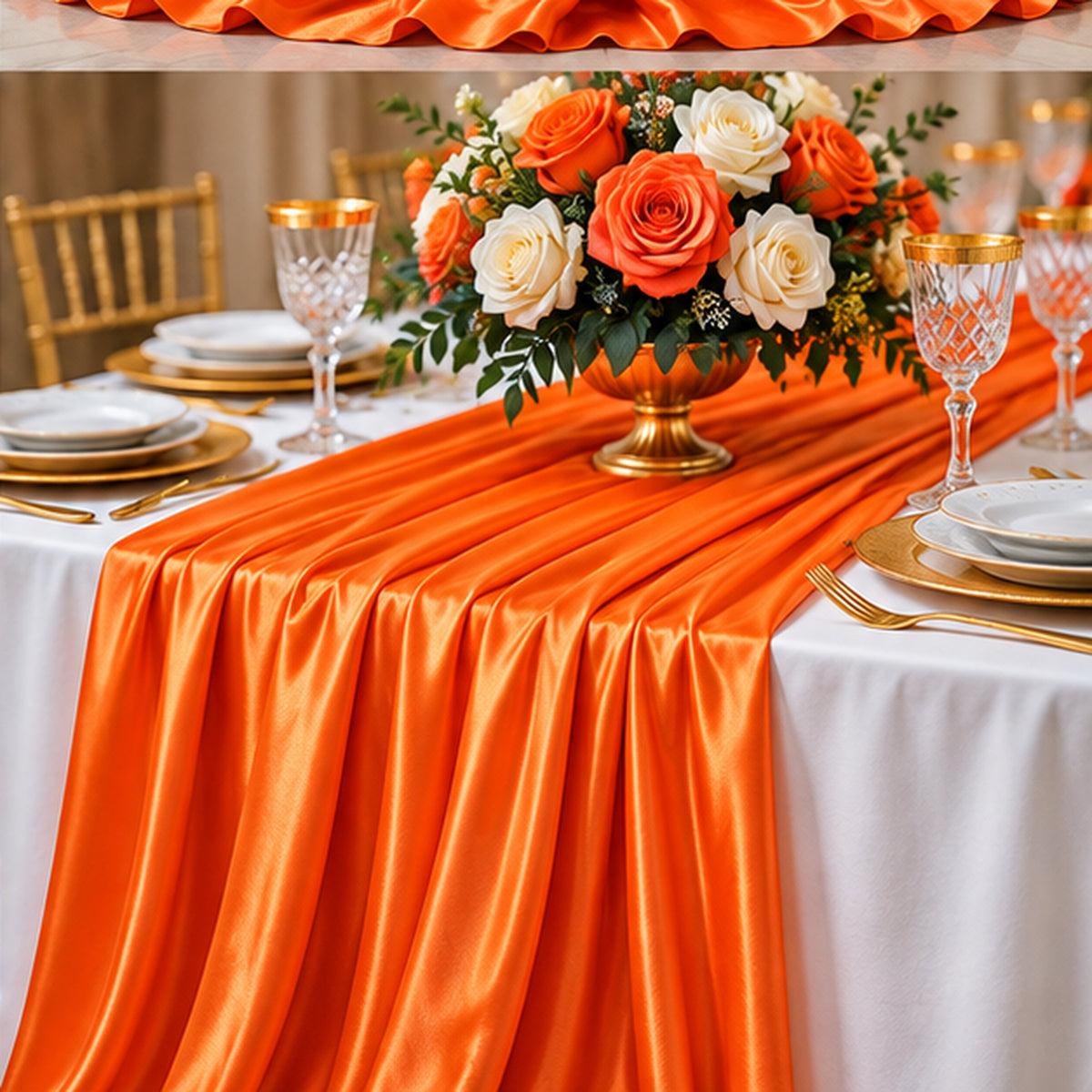 Orange Low Stretch Polyester Fabric Extra Wide 108/120 Inch Yard