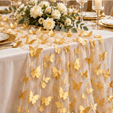 3D Butterflies Gold Lace Fabric Embroidered Applique by the Yard
