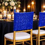 Royal Blue Sequin Spandex Chair Caps 220 GSM Shimmer Stretch