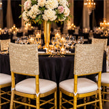 Champagne Gold Sequin Spandex Chair Caps 220 GSM Soft Shimmer