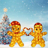 Delightful Light Up Gingerbread Man Couple with Heart-Shaped Candy Cane
