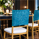 Turquoise Sequin Spandex Chair Caps 220 GSM Stretchy Shimmer