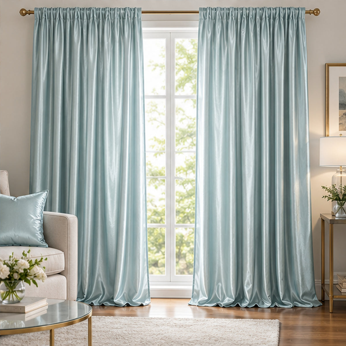 Light Blue Low Stretch Polyester Fabric Extra Wide 108/120 Inch