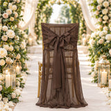 Chocolate Brown Chiffon Chiavari Chair Cover With Sash Sheer