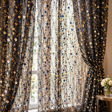 Sequined Lace Fabric Embroidered Black Chiffon Sheer by the Yard