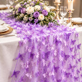 3D Butterflies Lilac Lace Fabric Embroidered Applique by the Yard