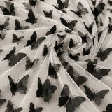 3D Butterflies Black Lace Fabric Embroidered Applique by the Yard