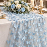3D Butterflies Lt. Blue Lace Fabric Embroidered by the Yard Decor