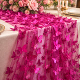3D Butterflies Fuchsia Lace Fabric Embroidered by the Yard Decor