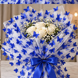 3D Butterflies Royal Blue Lace Fabric Embroidered by the Yard