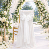 White Chiffon Chiavari Chair Cover With Sash Airy Sheer Fabric