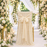 Champagne Chiffon Chiavari Chair Cover With Sash Flowing Drape