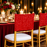 Red Sequin Spandex Chair Caps 220 GSM Sparkling Stretch Cover