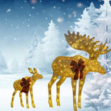 42 Inches and 22 Inches Champagne Cotton Thread Reindeer Set Two Deer