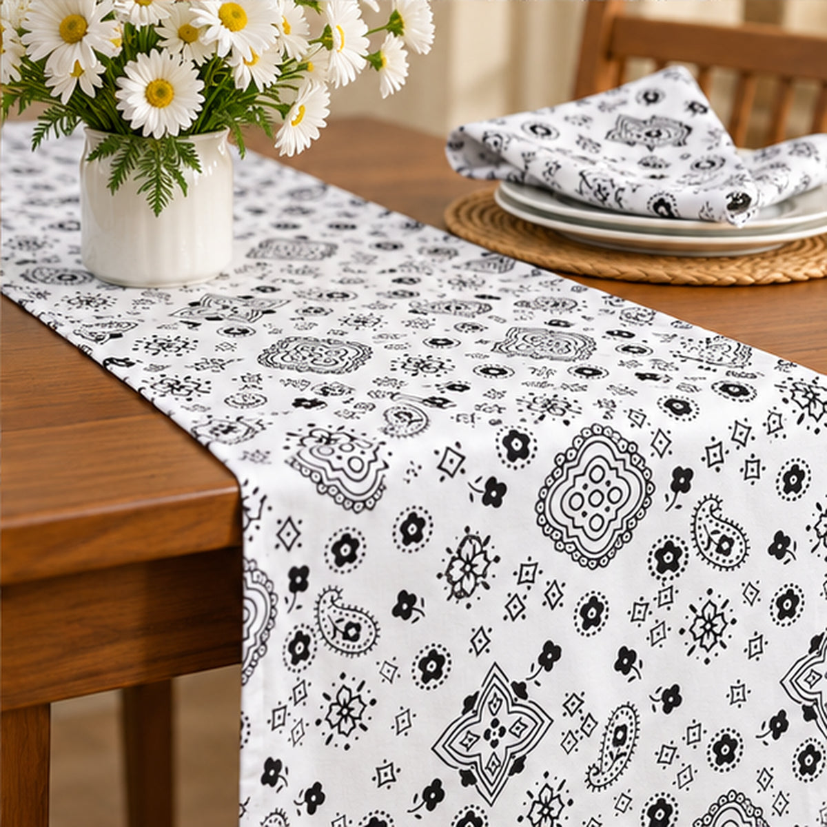Paisley Bandanna Fabric White Poly Cotton Print by the Yard Decor