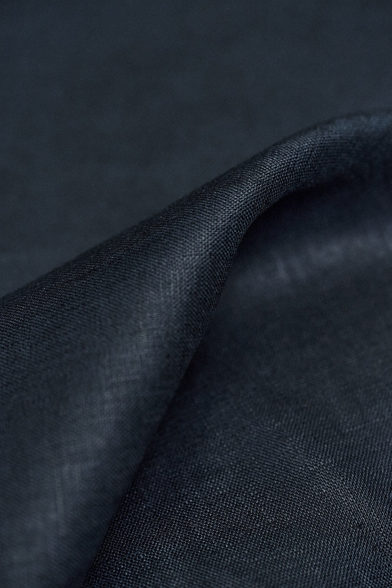 1 Yard Navy Blue Pure Linen Fabric, Softened Midweight 5.5 oz 54 Inch Wide