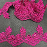 1 Yard Beaded & Corded Embroidered Lace Trim 3" Wide 100% Polyester for Bridal & Evening Dresses