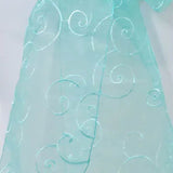 10 Pieces Pool Blue Embroidered Organza Chair Sashes 8"x108" Elegant Event Decor Accents