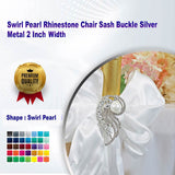1 Piece Swirl Pearl Rhinestone Chair Sash Buckle Silver Metal 2 Inch Width